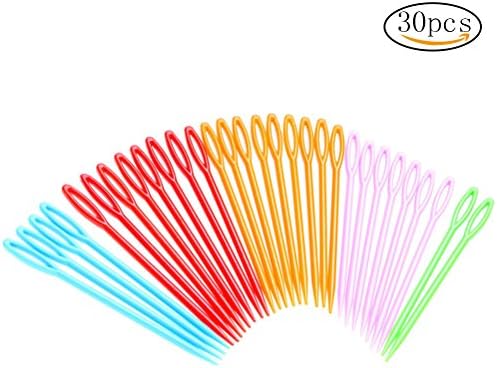 Hugesavings 30 Pieces Plastic Sewing Needles, Child Colorful Hand Sewing Yarn Darning Tapestry Needles Lacing Needles for Notions Craft Cross Stitch Sweater