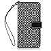 iPhone 8 Plus / iPhone 7 Plus Case - Terrapin iPhone 8 Plus Women's Case - Floral Etched Wallet Clutch - Card Slots - Money Pocket - ID Window - Wristlet - Magnetic Closure - Black