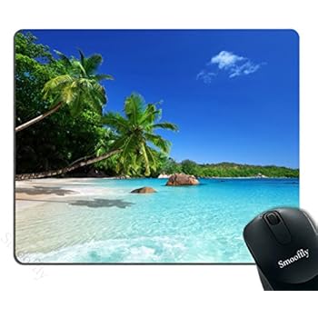 Smooffly Tropical Paradise Sunshine Beach Coast Sea Palm Trees Mousepad,Custom Rectangular Mouse Pad