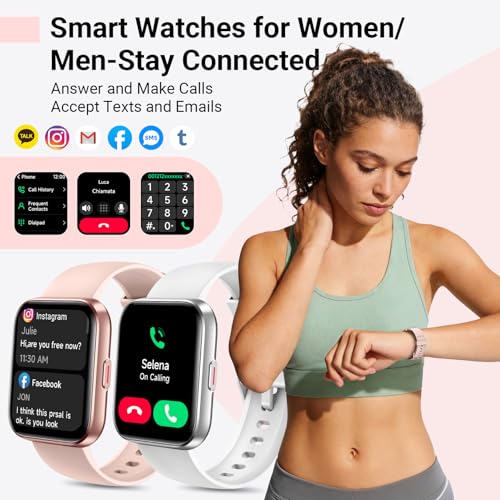 Smart Watches for Women (Answer/Make Call), 2 Straps, 1.85" Fitness Tracker Watch with Alexa Built-in, Heart Rate/ SpO2/Sleep Monitor, 120 Sports Modes, 3ATM Waterproof Smart Watch for iPhone/Android
