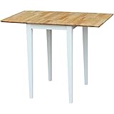 IC INTERNATIONAL CONCEPTSSolid Wood Small Drop Leaf Dining Table, Solid Real Wood, Sturdy Parawood, White/Natural