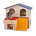 BWOGUE Pet Small Animal Hideout Hamster House Deluxe Two Layers Wooden Hut Play Toys Chews