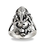 Chuvora 925 Sterling Silver Hindu Ganesh Elephant God Ring