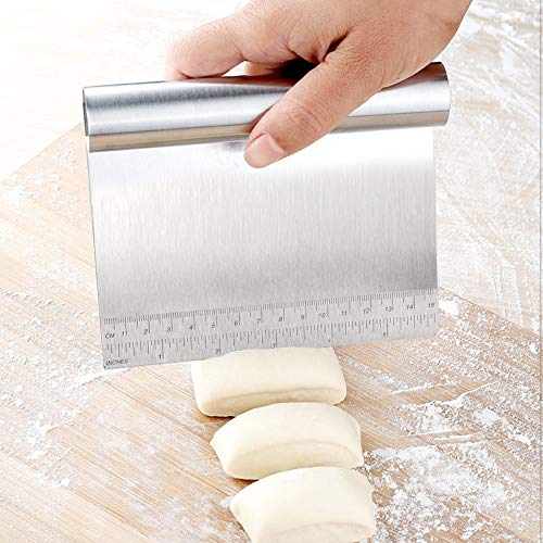 Bench Scraper Chopper Stainless Steel Kitchen Food Scraper Icing Smoother Blade with Measuring Scale for Dough, Cake, Pizza by PROKITCHEN