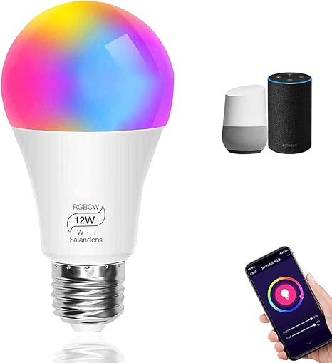 bombilla led inteligente wifi salandens 12w e27 lampara wifi bombilla luces calidas frias rgb funciona con alexa google home 16 millones de