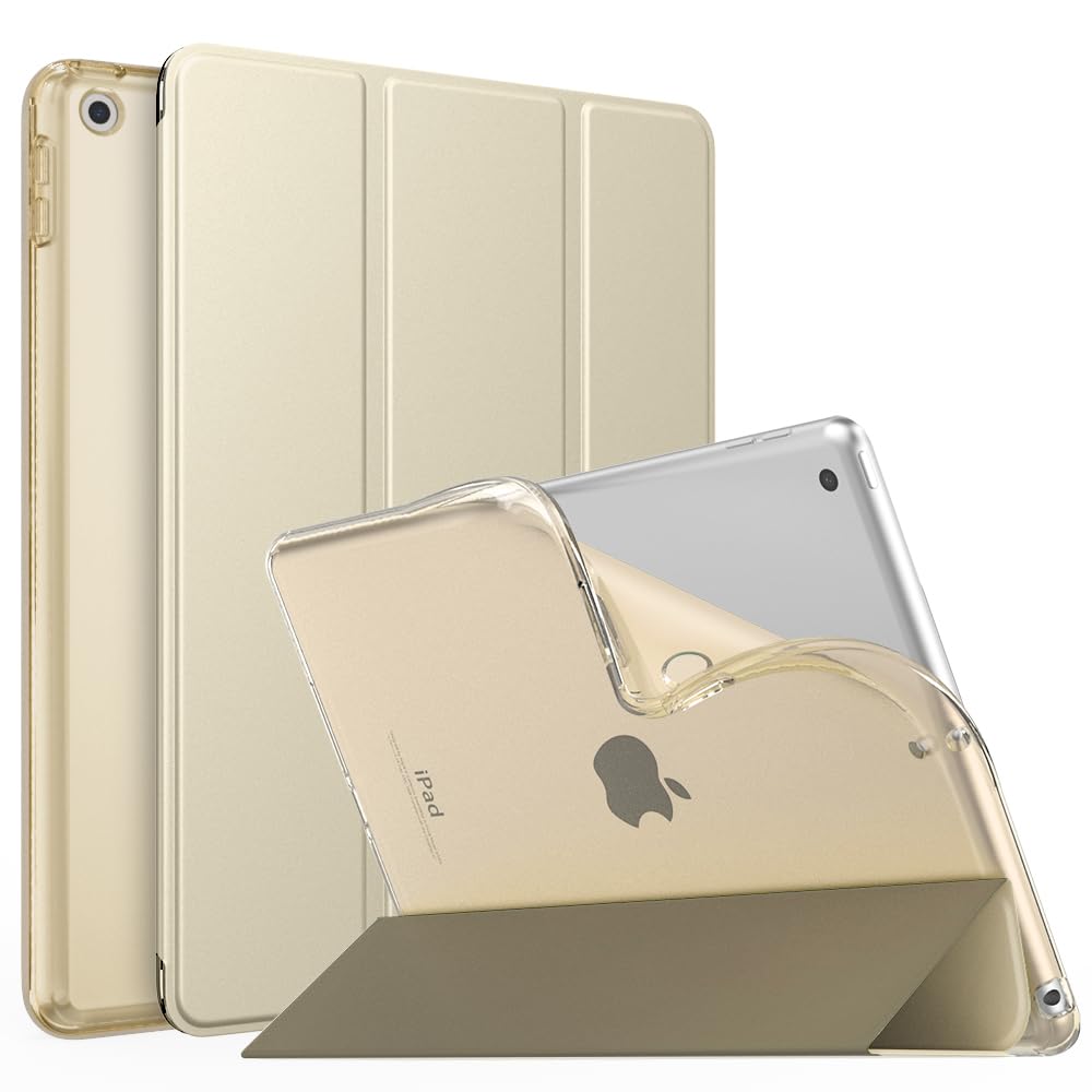 MoKo Case for iPad 9th Generation 2021/ iPad 8th Generation 2020/ iPad 7th Generation 2019, Soft Translucent TPU Frosted Back Cover Slim iPad 10.2 inch Case with Stand, Auto Wake/Sleep, Champagne Gold — image 1