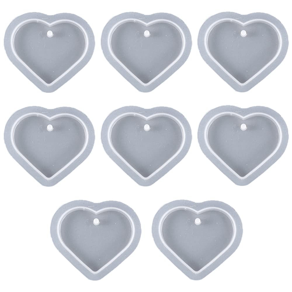 DUMYFENG 8 Pcs Heart Shape Resin Molds - Silicone Craft Mold for DIY Jewelry Pendant Earring