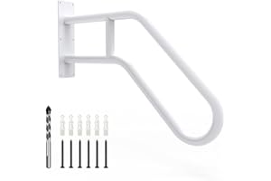 YEOOE Handrails for Outdoor Steps Wall Mount, Railings for 1-3 Steps, U-Shaped Handrail with Powder Coated Finish, Stair Handrails for Garage, Porch, Yard and Garden (26" Length, 1.25" Pipe, White)