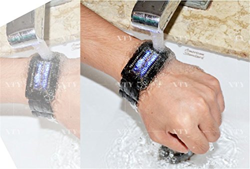 COCOTINA Luxury Men's Waterproof Stainless Steel Date Digital LED Bracelet Sport Watches (Black)