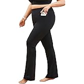 YOHOYOHA Women's Plus Size Yoga Dress Leggings with Back&Front Pocket Workout Pants Tummy Control Fitness for 2CXL