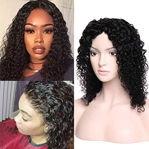 SUNMAY 7A 100% Human Hair Wigs Water Wave Brazilian Virgin Remy Hair Full Head Wig Natural Black for Women Machine Made with Glueless Adjustable Cap - 14 inch
