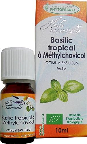 Essential Oil Basil Tropical Bio- digestion-décontractant musculaire-tonus-phytofrance 10ml