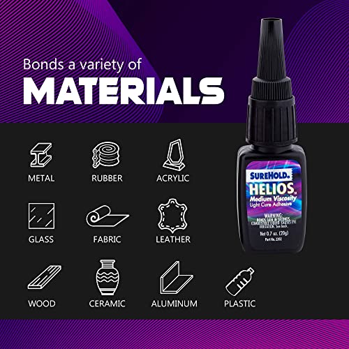 SureHold Helios Light Cure Adhesive Super Glue, UV Glue Kit with Light, Bonding Glue Plastic
