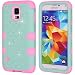 Galaxy S5 Case, KAMII 3 Layers Verge Hybrid Soft Silicone Hard Plastic Triple Quakeproof Drop Resistance Protective Case Cover for Samsung Galaxy S5 (Teal Pink)