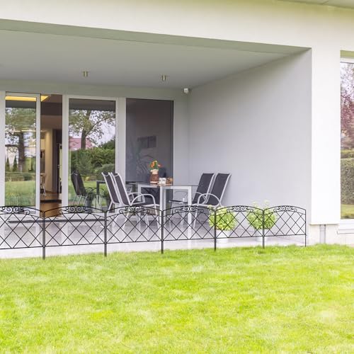 ARIFARO Decorative Garden Fence, 60 cm H x 56 cm W, 5 Panels, No Digging, Animal Barrier Fence, Pet Fence, Rustproof Metal Mesh Panel Border for Dogs, Rabbits and Patio.