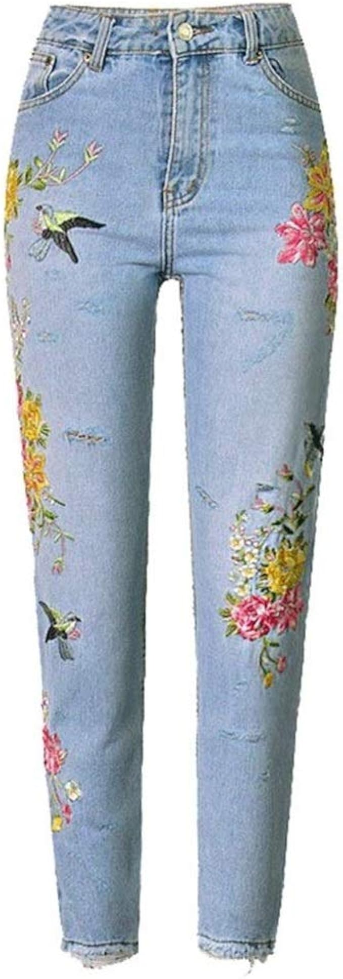 Battercake Jeans Casual Larghi da Donna Pantaloni A Vita Dritti in Alta