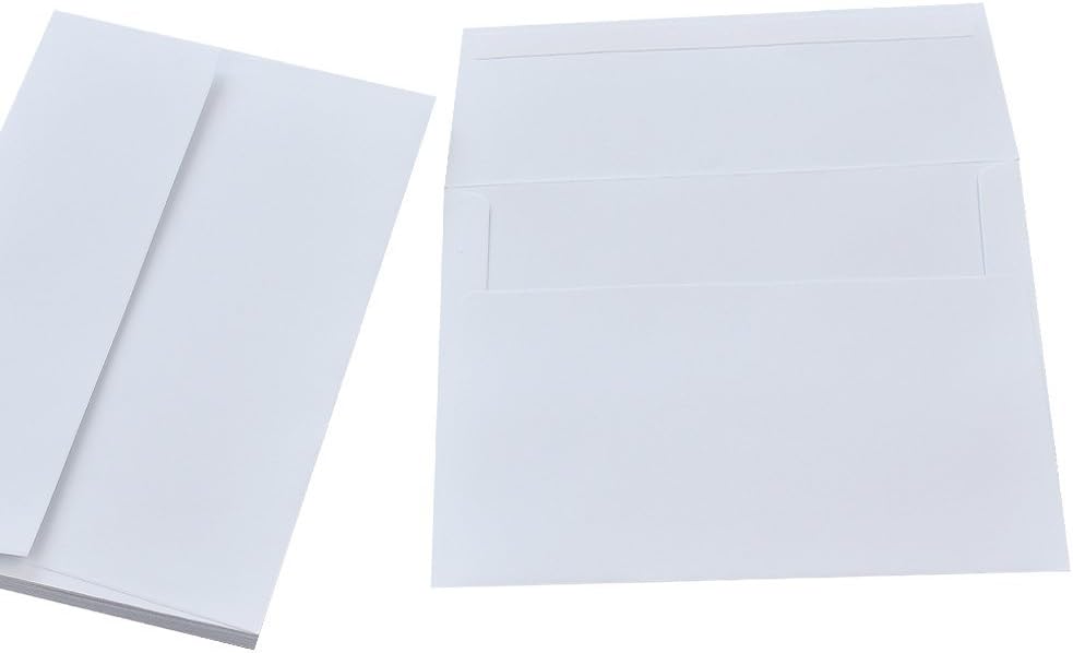 A7 Printable White Envelopes 5X7 100 Pack - Quick Self Seal, for 5x7 Cards| Perfect for Weddings, Invitations, Photos, Graduation, Baby Shower| 5.25 x 7.25 inches A7 : Office Products