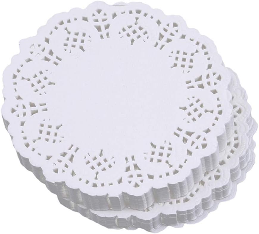Cngstar 200pcs Disposable Oil-Absorbing White Lace Paper Doilies Cake Box Liner Packaging Paper Pad 3.5inches