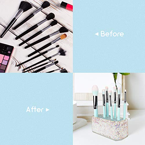 Makeup Beauty Brush Bling Crystal Luxury Organizer for Slim Handles | 26 Space Cosmetic Storage Display Container (AB Color) (Purely Handmade) 7 Makeup Beauty Brush Bling Crystal Luxury Organizer for Slim Handles | 26 Space Cosmetic Storage Display Container (AB Color) (Purely Handmade)