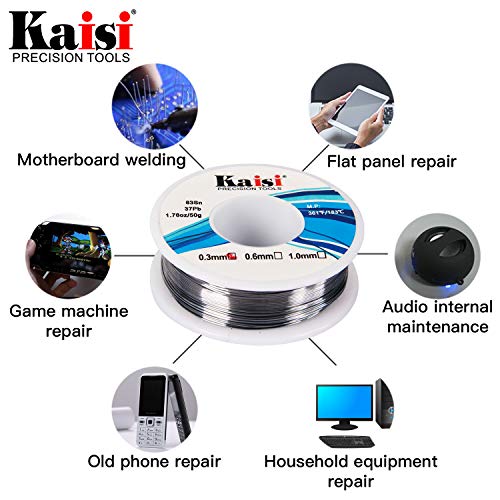 Kaisi Solder Wire 63/37 Tin/Lead Sn63Pb37, Flux 2%, with fluxed rosin core, 1.76oz/50g (0.3mm) 1 PACK - Thumbnail 5