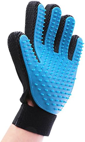 NHILES Pet Grooming Glove, Dog Hair/Fur Remover, Cat Grooming Deshedding Glove Brush, Amazingly Gentle and Efficient Massage Tool for Dog/Cat/Horse, Pet Combs Left Hand