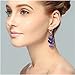 Ginasy Ice Flower Design Drop Dangle Earrings Set 925 Sterling Silver Cluster Crystal Earrings Jewelry for Women Girls (Tassel Purple)