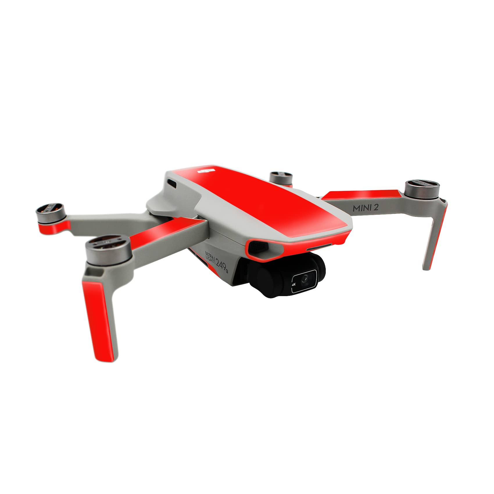 Finest Folia Protective Film Compatible with DJI Mini 2 Drone and Controller Sticker Set Perfect Fit Waterproof Skin Sticker Design Film (Partial Adhesion, K156-11 Neon Red)