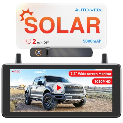 AUTO-VOX 7.2" DVR Portable Solar Rückfahrkamera Kabellos