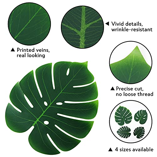 HAKACC Faux Monstera Leaves, 34PCS Tropical Leaves Palm Leaves for Hawaiin Jungle Theme Party Decorations