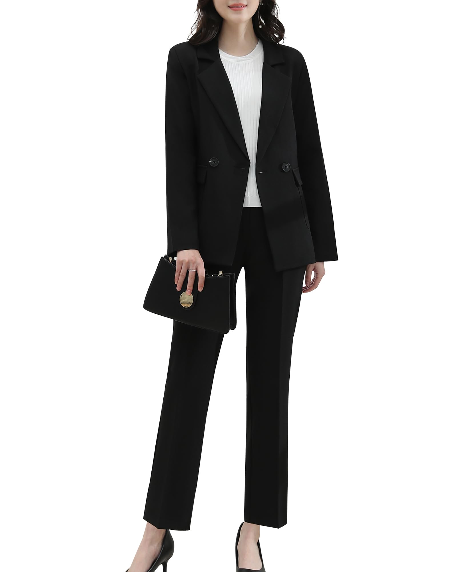 Women's Suit, Top and Bottom 2-Piece Set, Suit, Jacket, Pants Set, Cropped Length, Casual, Formal, Slimming, Stylish, Simple, Fashion, For Going Out, Work, School Entrance Ceremonies, Graduations, Interviews