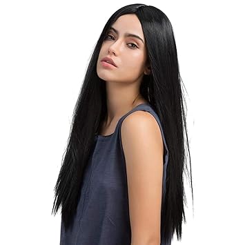 Grillze Hairs Black Long Straight Wig Natural Synthetic Daily