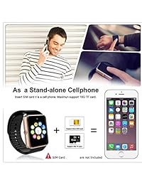 Reloj inteligente, pantalla táctil Bluetooth, reloj de muñeca para teléfono, monitor de actividad física, ranura para tarjeta SIM, reloj inteligente con podómetro, compatible con iPhone, Samsung, Android, iOS, LG, teléfonos, hombres, mujeres y niños