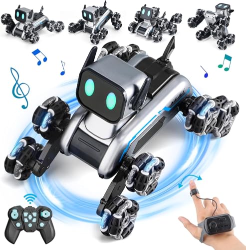 Beauenty Remote Control Robot Dog Toys, Rechargeable Stunt RC Car with Music, Spray, Climbing, Multiple Postures, LED Eyes，Birthday、Christmas、New Year Gifts for Kids 6-12