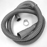 Washing Machine Drain Discharge Hose - Commercial grade Polypropylene with Universal Connection for 1", 1 1/8" and 1 1/4" Drain Outlets Includes Hose Clamp and Saddle Hook (12 ft)