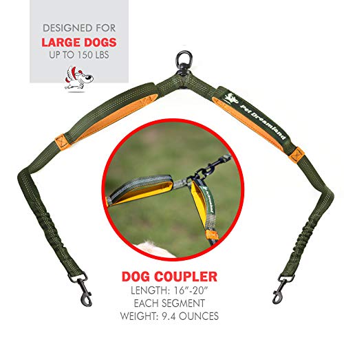 Pet Dreamland Dog Coupler 360 Leash Splitter for Two Large Dogs No