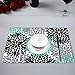 InterestPrint Antique Dahlia Pinnata Flower Teal Grey Black Fabric Placemats Set of 6 Heat-resistant Place Mats for Dining Table Stain Resistant Washable Table Mats, 12