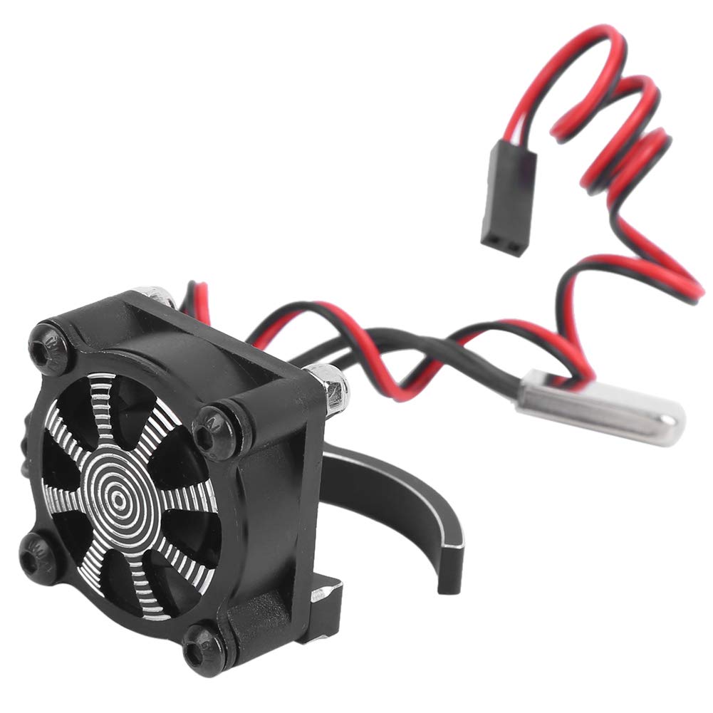 Weiyiroty with Thermal Sensor Durable Cooling Fan, RC Car Motor Heatsink, for Car Model RC Car(black)