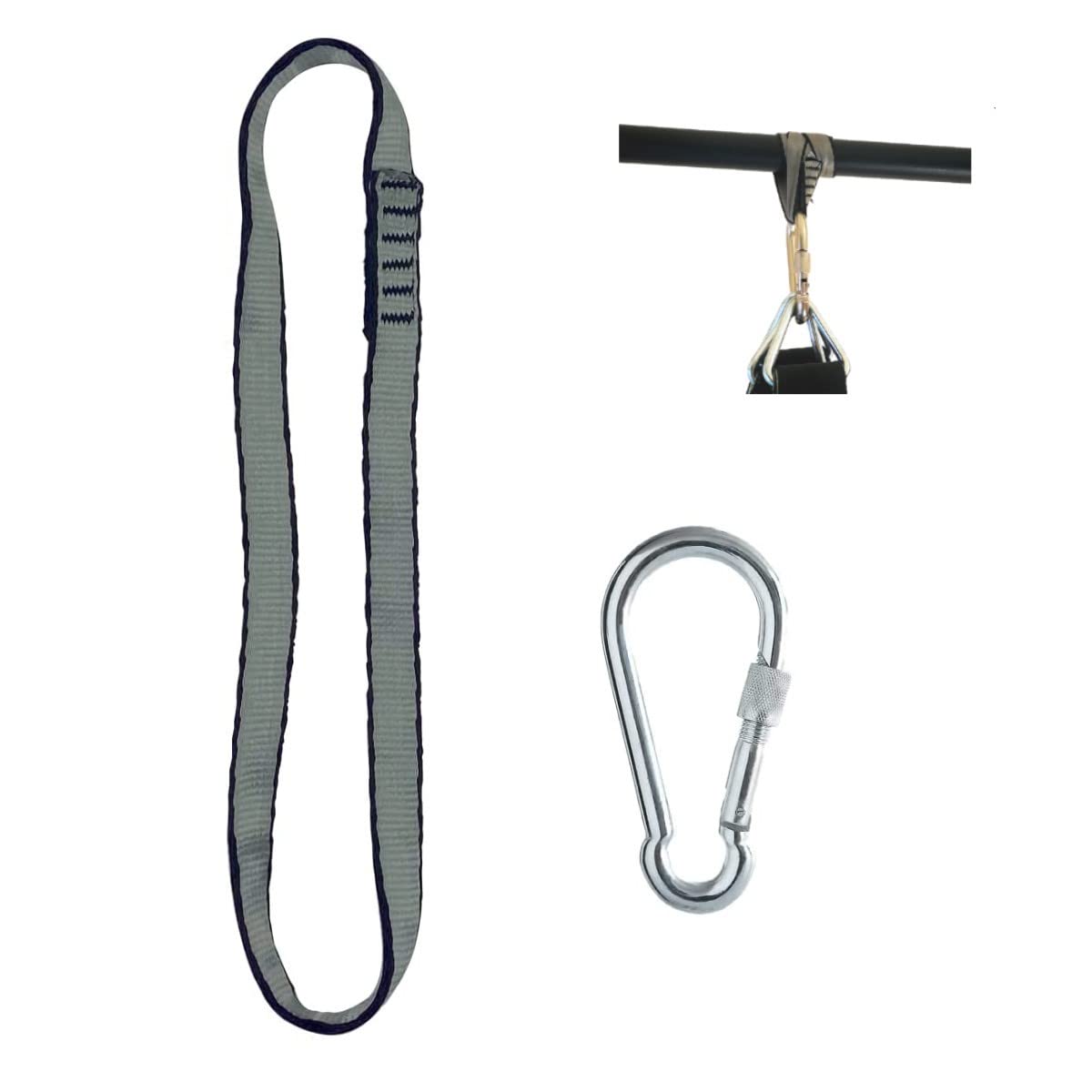 HOUSON Heavy Duty Punch Bag Straps, Bag Hanger, Heavy Bag Hanging Strap with Hook Carabiner for Gym Bar and Pull-Up Bar