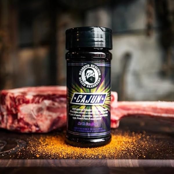 BEARDED BUTCHERS CAJUN BLEND SEASONING, 6OZ SHAKER – MEDIUM HEAT, PERFECT FOR SOUP, SALAD, SEAFOOD, CHICKEN, FISH, AND MORE – NO MSG, GLUTEN-FREE, ALL-NATURAL FLAVOR