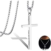 LOFITOR Sterling Silver Cross Necklace for Men Women 18K Gold Plated Bible Verse Dainty Cross Necklace 2mm Stainless Steel Square Rolo Chain S925 Crucifix Pendant Necklace Faith Jewelry Present 16-26 Inches