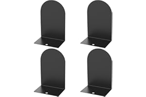 MerryNine Metal Book Ends, 4 Pack Black Bookends for Shelves, Book Holder for Heavy Books, Book End for Kids Books, Decoration Bookend for Home Office