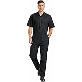 TopTie Men's Short-Sleeve Coverall Work Jumpsuit Lightweight with Zipper Front Elastic Waist
