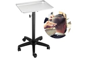 Mefeir Salon Rolling Aluminum Tray Cart on Wheels for Hair Stylist, Tattoo Medical Tool Storage Trolley, Hair Coloring Beauty SPA Service Holder 17.7''W x 12.9''D