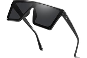 aisswzber Square Oversized Sunglasses for Women and Men Fashion Flat Top Goggle Siamese Lens