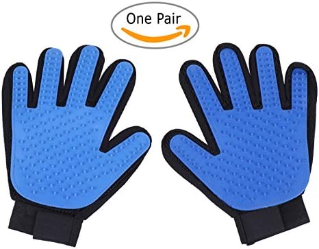 Pet Grooming Gloves By Shop Top Pets | Rubber Groomer For Dogs & Cats With Short Or Long Hair | Furniture Deshedding Tool With Soft Massaging Tips | Comfortable Pet Hair Removal & Fur Shedding