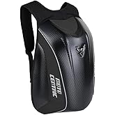 mjmoto Motorcycle Backpack Waterproof Large Capacity Carbon Fiber Rider Backpack Hard Shell Reflective Motorbike Travel Suitcase Light Version (Black)