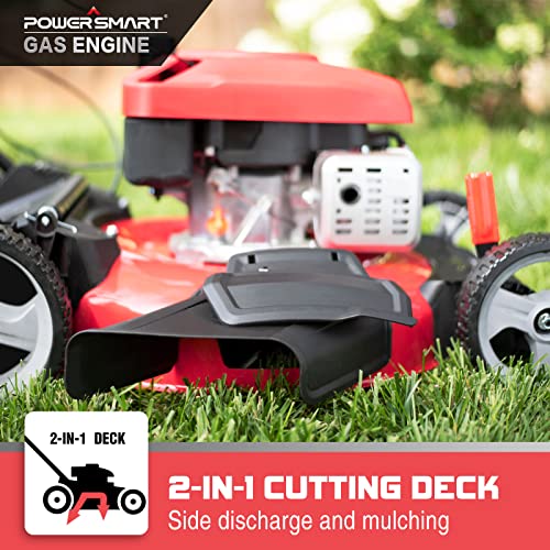 PowerSmart Push Lawn Mower Gas Powered 21 Inch, 3in1 Gas Lawn Mower