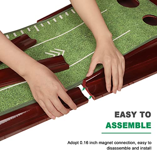 Meswi Putting Mat, Indoor Golf Putting Green with Auto Ball Return