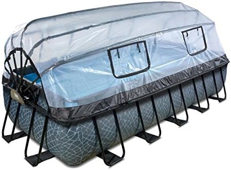 Exit Stone Pool 540x250x100cm With Cover And Sand Filter Pump Grey Amazon De Garten