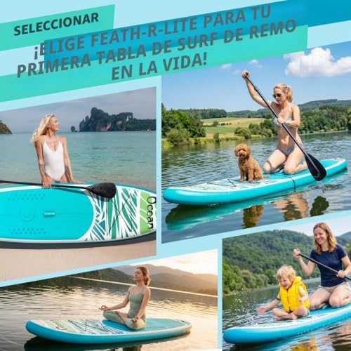 Tabla de Paddle Inflable Ultra Ligera, Stand Up Paddle Board con 3 Aletas, Remo Ajustable, Bomba, Mochila, Correa de Seguridad y Bolsa Impermeable para Teléfono